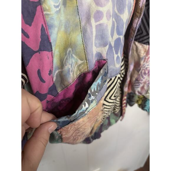 Vintage Patchwork Jacket Medium Mixed Media Boho Chic Tapestry Art Colorful - Picture 3 of 11